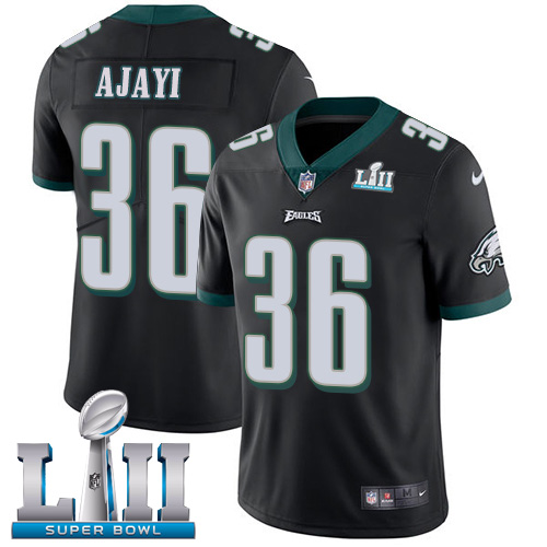 Nike Eagles #36 Jay Ajayi Black Alternate Super Bowl LII Men's Stitched NFL Vapor Untouchable Limited Jersey - Click Image to Close